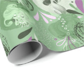 Whimsical Mermaids Grünes Abstraktes Muster Geschenkpapier (Rolleneckpunkt)