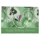 Whimsical Mermaids Grünes Abstraktes Muster Große Geschenktüte (Rückseite)