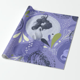 Whimsical Mermaids Lila Abstraktes Muster Geschenkpapier