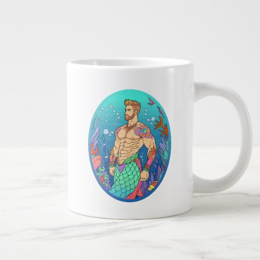Whimsical Merman Abs Tasse (Rechts)
