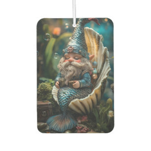 Whimsical Merman Gnome Figurine in Seashell - Unde Autolufterfrischer