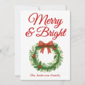 Whimsical Merry and Bright Weihnachtskranz Feiertagskarte (Vorderseite)