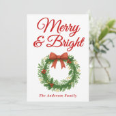 Whimsical Merry and Bright Weihnachtskranz Feiertagskarte (Stehend Vorderseite)