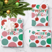 Whimsical Merry & Bright Moderne farbenfrohe Polka Geschenkpapier Set