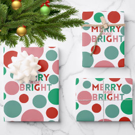 Whimsical Merry & Bright Moderne farbenfrohe Polka Geschenkpapier Set
