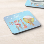 Whimsical Merry Chris Moose - Oh So Jolly Getränkeuntersetzer (Linke Seite)