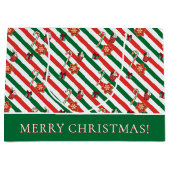 Whimsical Merry Christmas Candy Cane Peppermint Große Geschenktüte (Vorderseite)