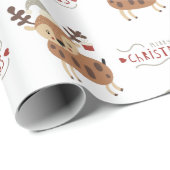 Whimsical Merry Christmas Deer  Geschenkpapier (Rolleneckpunkt)