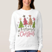 Whimsical Merry Christmas Trees Winter Snowflakes Sweatshirt (Vorderseite)