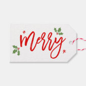 Whimsical Merry Christmas Typografy Script Geschenkanhänger (Vorderseite (Horizontal))