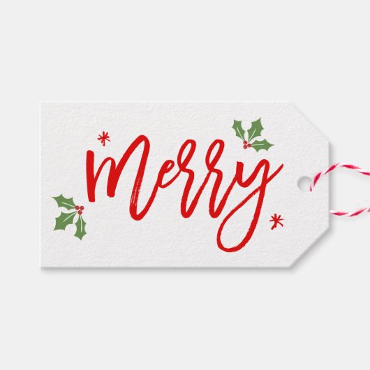 Whimsical Merry Christmas Typografy Script Geschenkanhänger (Vorderseite (Horizontal))