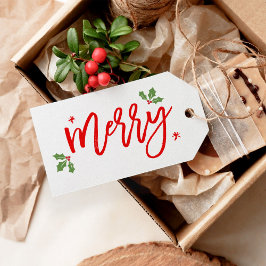 Whimsical Merry Christmas Typografy Script Geschenkanhänger