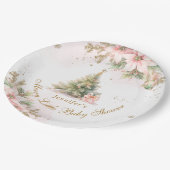 Whimsical Merry Little Baby Dusche Pink Gold Pappteller (Schrägansicht)