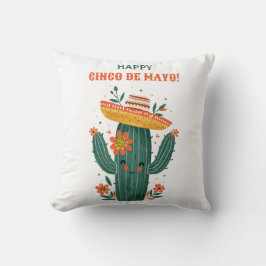 Whimsical Mexican Cactus Happy Cinco de Mayo Kissen