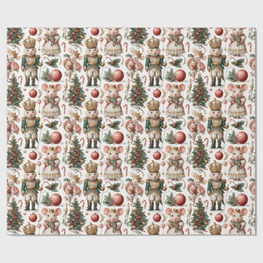 Whimsical Mice & Candy Canes Geschenkpapier (Flach)