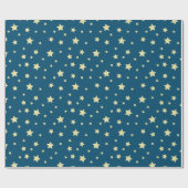 Whimsical Midnight Blue mit gelben Sternen Geschenkpapier (Flach)