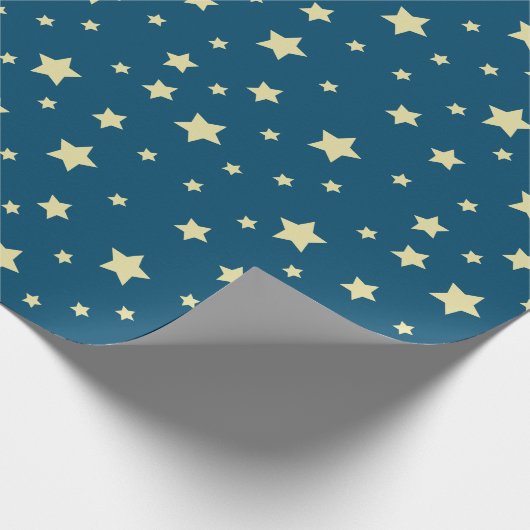 Whimsical Midnight Blue mit gelben Sternen Geschenkpapier (Ecke)
