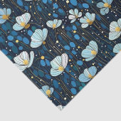 Whimsical Midnight Blue Poppy Decoupage Seidenpapier (Detail)