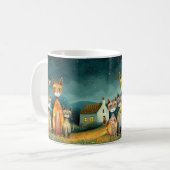 Whimsical Midnight Garden Folk Art Cats Kaffeetasse (Vorderseite Links)