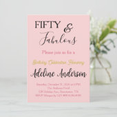 Whimsical Minimal 50 und Fabelhaft Pink Gold Schwa Einladung (Stehend Vorderseite)