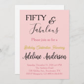 Whimsical Minimal 50 und Fabelhaft Pink Gold Schwa Einladung (Vorne/Hinten)