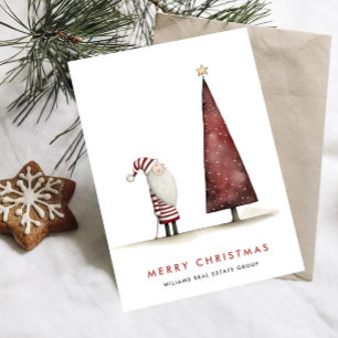 Whimsical Minimal Santa Claus Weihnachtsunternehme Feiertagskarte