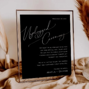 Whimsical Minimal Script Black Unplugony Zeremony Poster