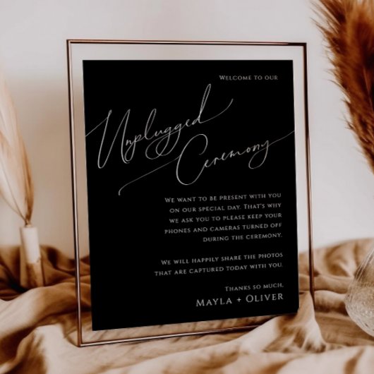 Whimsical Minimal Script Black Unplugony Zeremony Poster