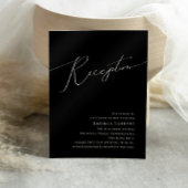 Whimsical Minimal Script Black Wedding Reception Begleitkarte
