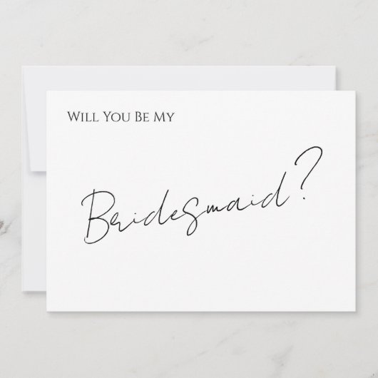 Whimsical Minimal Script Bridesmaid Proposal Card Einladung (Vorderseite)
