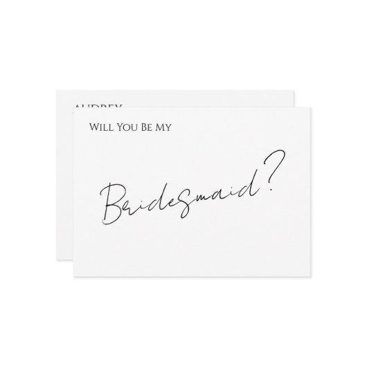 Whimsical Minimal Script Bridesmaid Proposal Card Einladung (Vorderseite/Rückseite Beispiel)