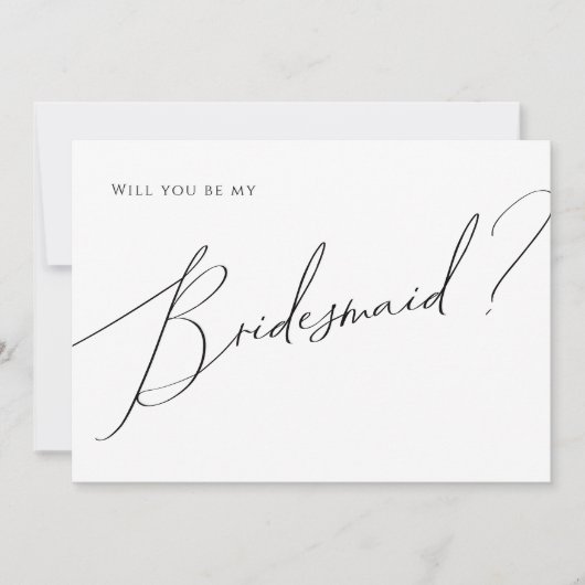 Whimsical Minimal Script Bridesmaid Vorschlag Card Einladung (Vorderseite)