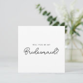 Whimsical Minimal Script Bridesmaid Vorschlag Card Einladung (Stehend Vorderseite)