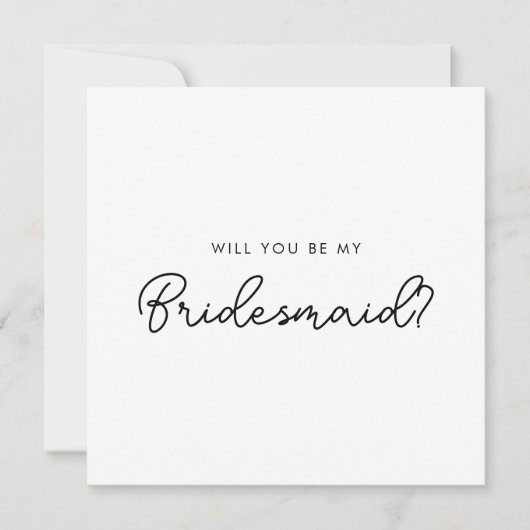 Whimsical Minimal Script Bridesmaid Vorschlag Card Einladung (Vorderseite)