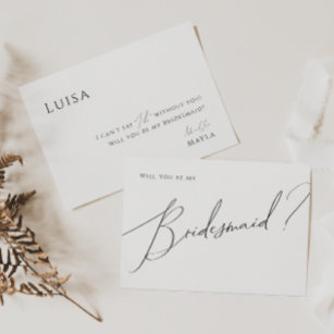 Whimsical Minimal Script Bridesmaid Vorschlag Card Einladung