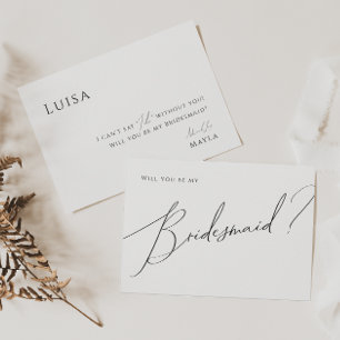 Whimsical Minimal Script Bridesmaid Vorschlag Card Einladung
