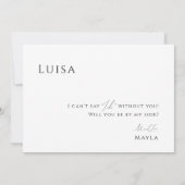 Whimsical Minimal Script By My Side Heiratsantrags Einladung (Rückseite)