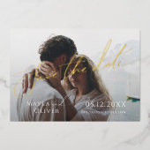 Whimsical Minimal Script Foto Save the Date Foil Folieneinladung (Vorderseite)