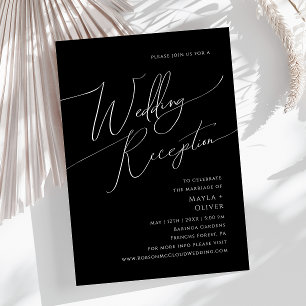 Whimsical Minimal Script Schwarze Hochzeit Einladung
