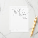 Whimsical Minimal Script Wedding Well wünscht Card Hinweiskarte<br><div class="desc">Diese minimale Skript Hochzeit gut Wünsche Karte ist perfekt für Ihre klassische einfache Schwarz-Weiß minimale moderne Boho Hochzeit. Das Design besticht durch elegante, delikate und romantische handgeschriebene Kalligraphieschriften mit formaler Shabby Chic-Typografie. Das Aussehen wird bei jeder Hochzeitszeit gut sein: Frühling, Sommer, Herbst oder Winter! Das Produkt ist bearbeitbar und hat...</div>