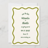 Whimsical Minimal Wavy Border Handgeschriebene Läs Save The Date (Vorderseite)