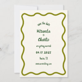Whimsical Minimal Wavy Border Handgeschriebene Läs Save The Date