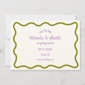 Whimsical Minimal Wavy Border Handgeschriebene Läs Save The Date (Vorderseite)