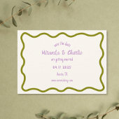 Whimsical Minimal Wavy Border Handgeschriebene Läs Save The Date