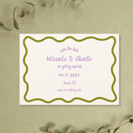 Whimsical Minimal Wavy Border Handgeschriebene Läs Save The Date