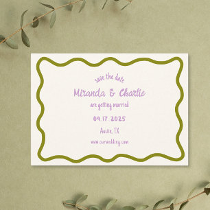 Whimsical Minimal Wavy Border Handgeschriebene Läs Save The Date