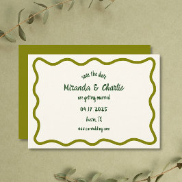 Whimsical Minimal Wavy Border Handgeschriebene Läs Save The Date