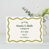 Whimsical Minimal Wavy Border Handgeschriebene Läs Save The Date (Stehend Vorderseite)