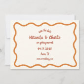 Whimsical Minimal Wavy Border Handgeschriebener 70 Save The Date (Vorderseite)