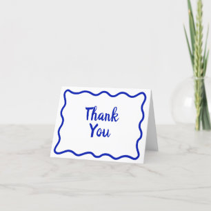 Whimsical Minimal Wavy Border Handgeschriebenes Bl Dankeskarte